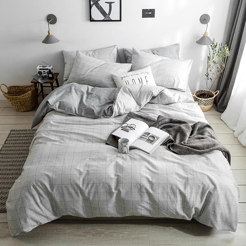 Comfort Cotton 3/4 Pcs Duvet Cover Set Bedspread Fitted Sheet Bedding Set Simple Bedclothes