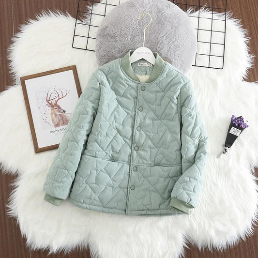 Women's Cotton-padded Jacket, Women's Lamb Wool Coat, Winter Korean Version Plus Fat Plus Size Short Padded Jacket Plus Velvet Padded Jacket