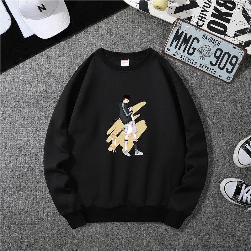 Spring and Autumn Round Neck Sweater Men's Thin Loose Trend Handsome Spring Couple Wearing Tops