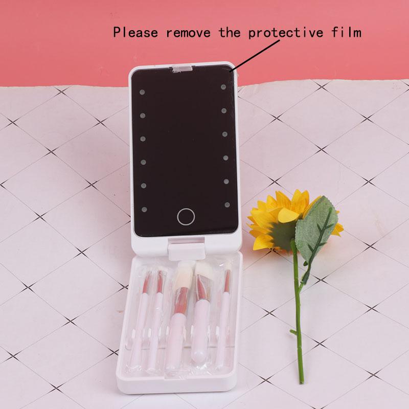 USB Rechargeable LED Makeup Mirror Folding Light Convenient Ladies Portable Rotating Storage Vanity Mirror