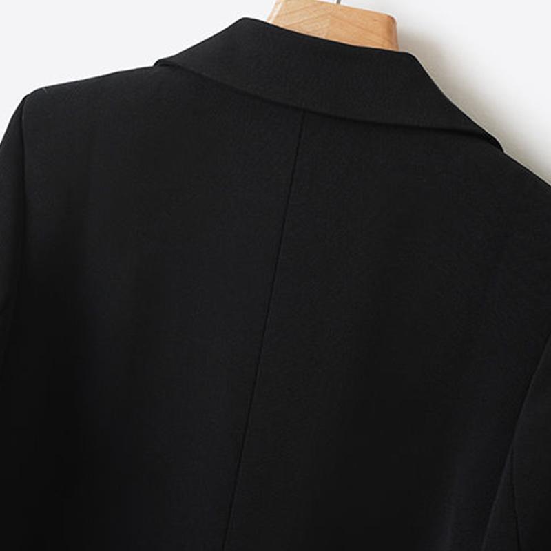 Black Spring and Autumn Small Suit Women's Jacket Loose Design Double-breasted Niche Light Familiar British Style