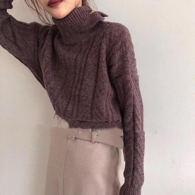 Autumn Winter  Women Fashion Sweater Casual Knitting Sweater turtleneck  Pullovers Loose Casual Long Sleeve Sweater