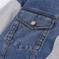 Autumn and Winter Plus Velvet Thick Plus Size Couples Wear Denim Stitching Loose and Versatile Warm and Comfortable Sweater