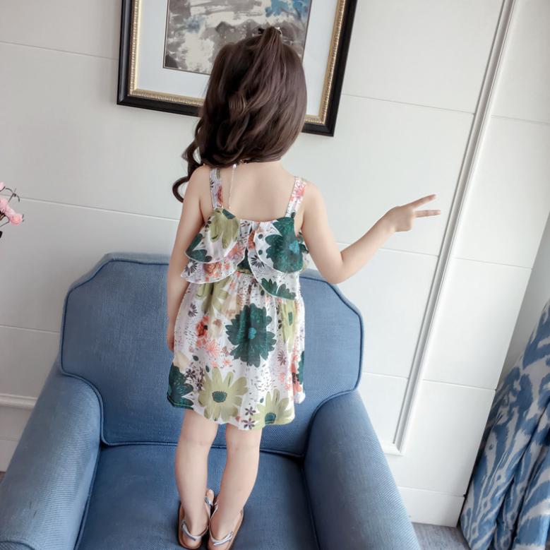 Children's Dress Korean Summer Girl's Lovely Dress Baby Flower National Style Suspender A-line Skirt