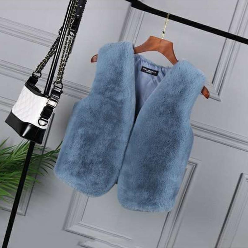 Women's Short Fur Waistcoat Imitation Rabbit Fur Waistcoat Waistcoat All-match Mink Fur Waistcoat Ladies Warm Jacket