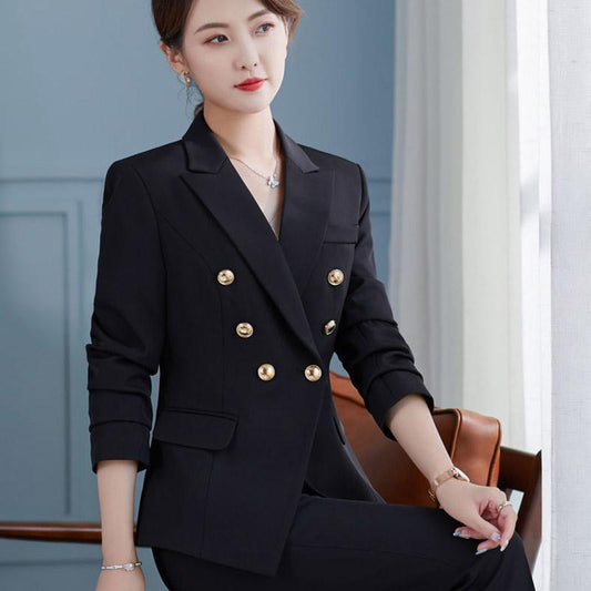 Spring and Autumn Suit Two-piece Suit Temperament Business Wear Fashion Casual Work Wear Formal Jacket Women