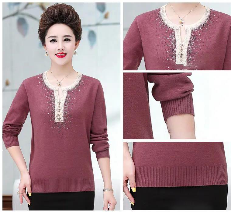 Women's Short Pullover Knitwear Fashion Round Neck Sticky Drill Long Sleeve Sweater Loose Outerwear Plus Size Sweater