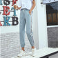 WTEMPO Casual Stripe Active Pants Women Elastic Waist Joggers Sport Long Sweatpants Loose Casual Baggy Trousers