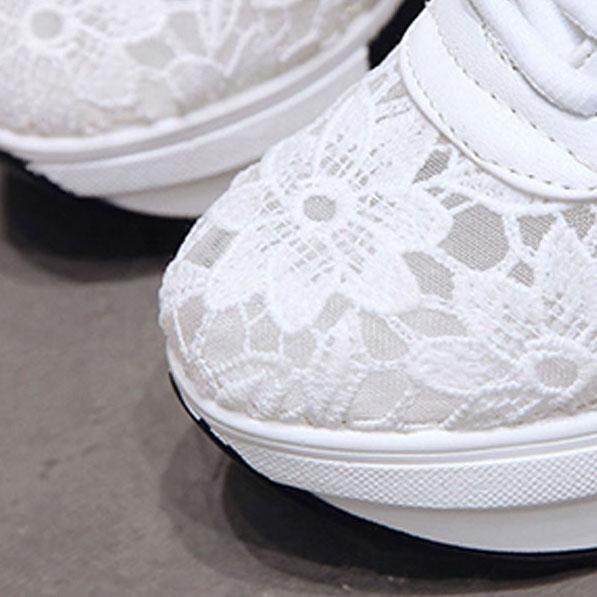 Women Summer Mesh Lace Shoes Thick Soled Wedge Slip-On Sneakers Female Large Size Hollow Out Casual Breathable Shoes