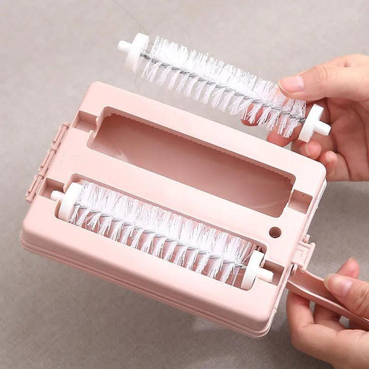 Bed Sweeping Brush Household Double Roller Sofa Cleaning Brush with Handle Electrostatic Sweeping Brush Clothing Removal Brush Carpet Brush