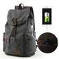 Man Leather Casual USB Interface Backpack Bag Hole Mens School Travel Rucksack Laptop Backpack
