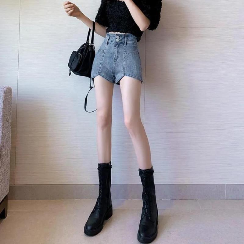 Summer High Waist Denim Shorts Women Loose and Thin All-match A-line Ins Pants Thin Section