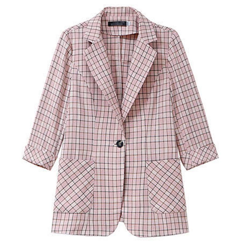Autumn Women Plaid Blazers and Jackets Work Office Lady Suit Slim Single-breasted Business Female Blazer Coat Women's Casual Jacket