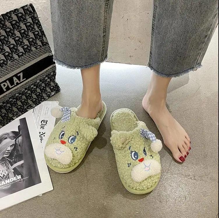Designed Autumn and Winter Warm Cotton Slippers Flat Shoes Indoor and Outdoor Non-slip Casual Slippers Light Soft Shoes