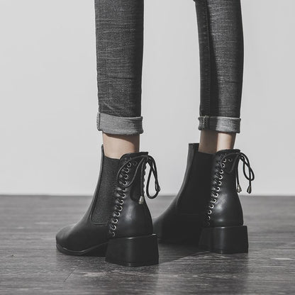 Boots Short Boots Women's Thick Heel Mid-heel Summer Spring and Autumn Single Boots Thin Section Martin Boots