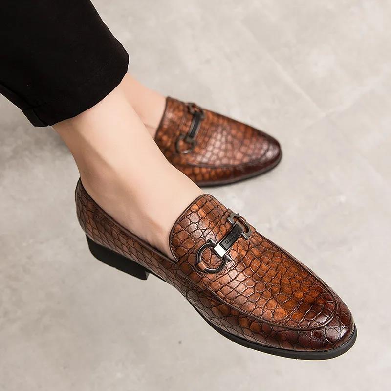 British Korean Men's Leather Shoes Formal Official Party Men's Shoes Leather Embossing Classic Luxury Mans Footwear