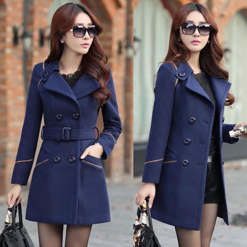 Women Coats Winter Trench Coat Fashion Woolen Long Coat Tops Women's Elegant Double Breasted Coat