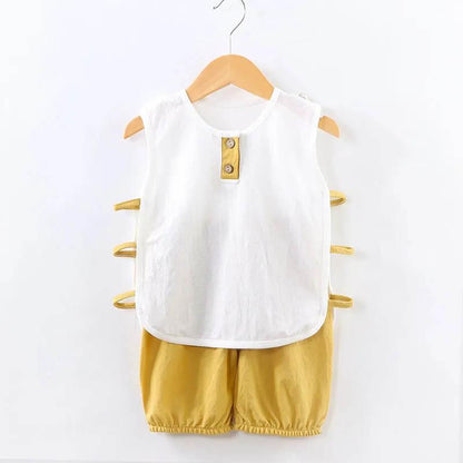Children's Summer Breathable Cool Clothes Boys Vest Shorts Two-piece Baby Cute Thin Comfortable Clothes