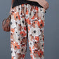 Summer Cotton Retro Print Ethnic Casual Pants Cropped Pants Plus Size All-match Harem Pants Thin Women's Pants