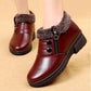 Women's Autumn and Winter Soft Leather Soft Soled Cotton Shoes Large Size Solid Color Snow Boots Casual Flat Bottomed Short Boots