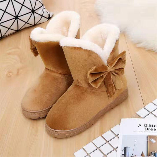 Bowknot Warm Women Flats Snow Boots Autumn Winter Fashion Shoes