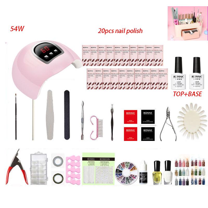 Gel Nail Polish Starter Kit with 54W LED UV lamp Nail Dryer set  Manicure set Nail Tools