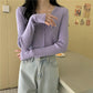 Early Autumn V-neck Sweater Long-sleeved Cardigan Sweater Small Coat All-match Female Gentle Wind Ladies Slim Pure Color Simple Top