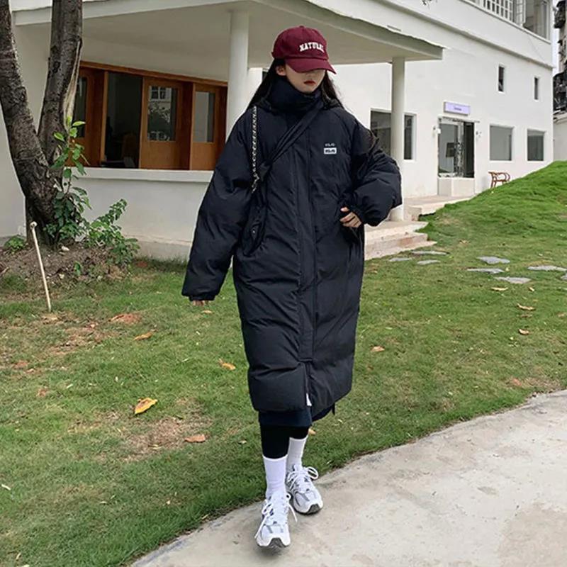 Women's Down Padded Jacket Korean Style Loose and Versatile Mid-length Padded Jacket Thickened Padded Jacket