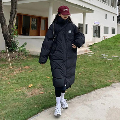 Women's Down Padded Jacket Korean Style Loose and Versatile Mid-length Padded Jacket Thickened Padded Jacket