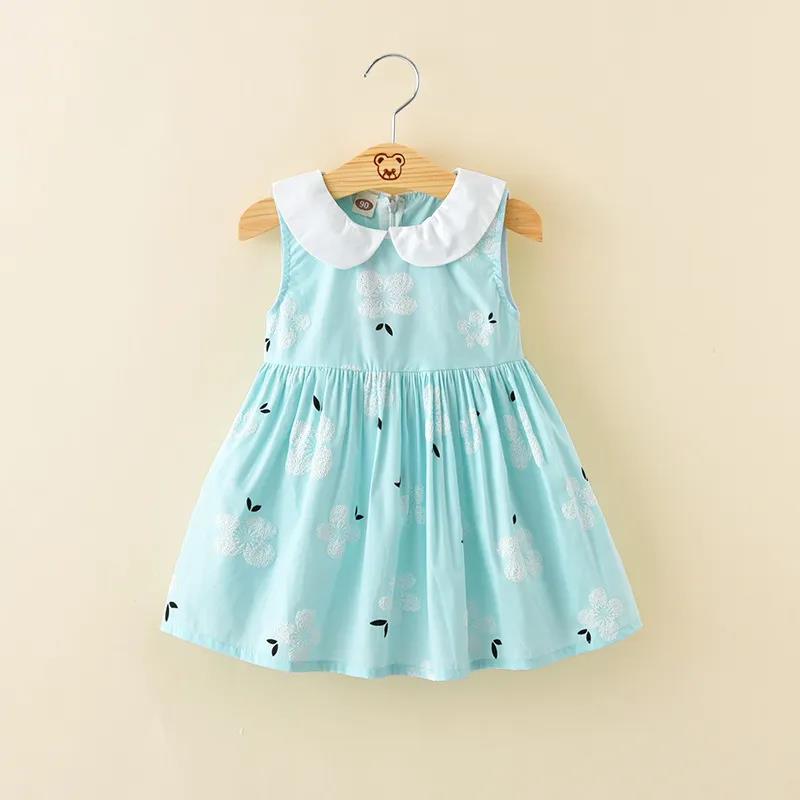 Girls Dress Summer Cotton Vest Princess Skirt Children's Doll Collar Sleeveless Skirt Baby Floral A-line Skirt