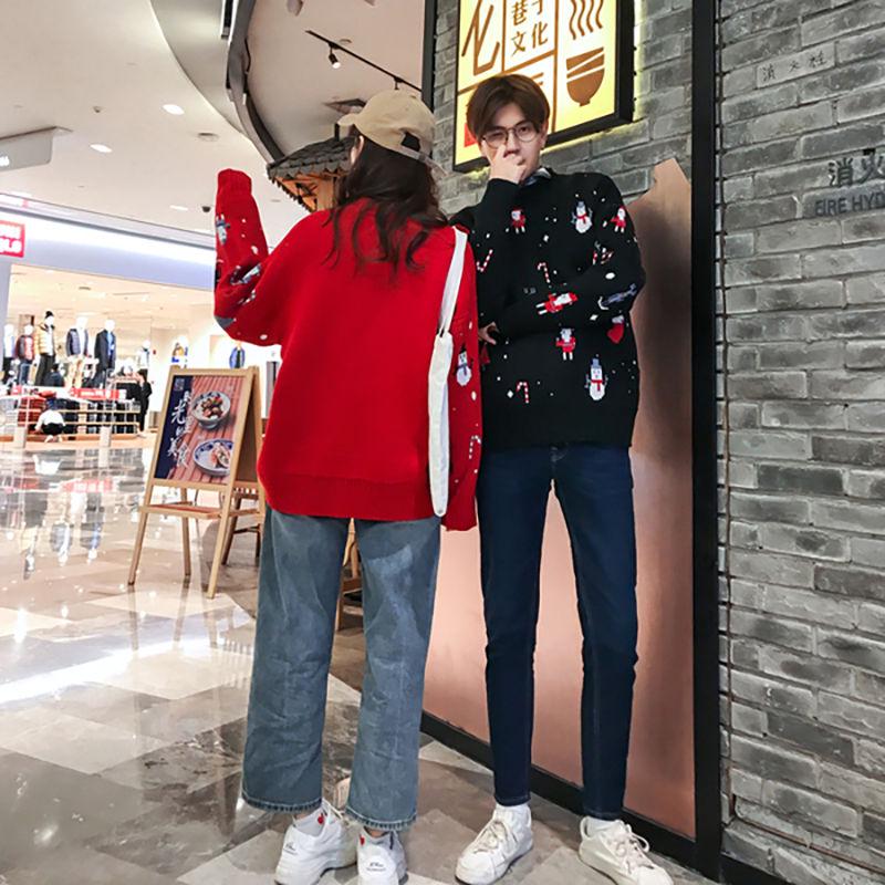 Loose Long sleeve sweater Winter Round neck sweater large size Christmas clothing sweater