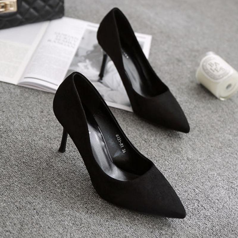 High Heels Female Stiletto Black Pointed Toe French Girl Temperament Spring and Autumn Girl Shallow Mouth Single Shoes Summer