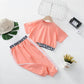 Girls Summer Sportswear Breathable Fashion Short-sleeved + Trousers Sports Suit Children's Dance Costumes Two-piece Set