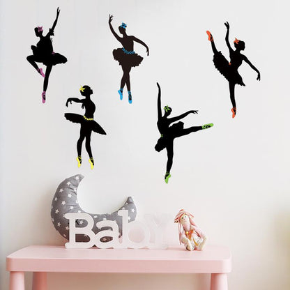 Cartoon ballet dancing girl teaching wall stickers dance music classroom layout decoration wallpaper