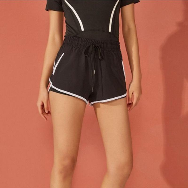 Quick-drying Pants Short Sports Pants Women's Summer Casual Solid Color Striped Loose Anti-glare Yoga Fitness Running Shorts