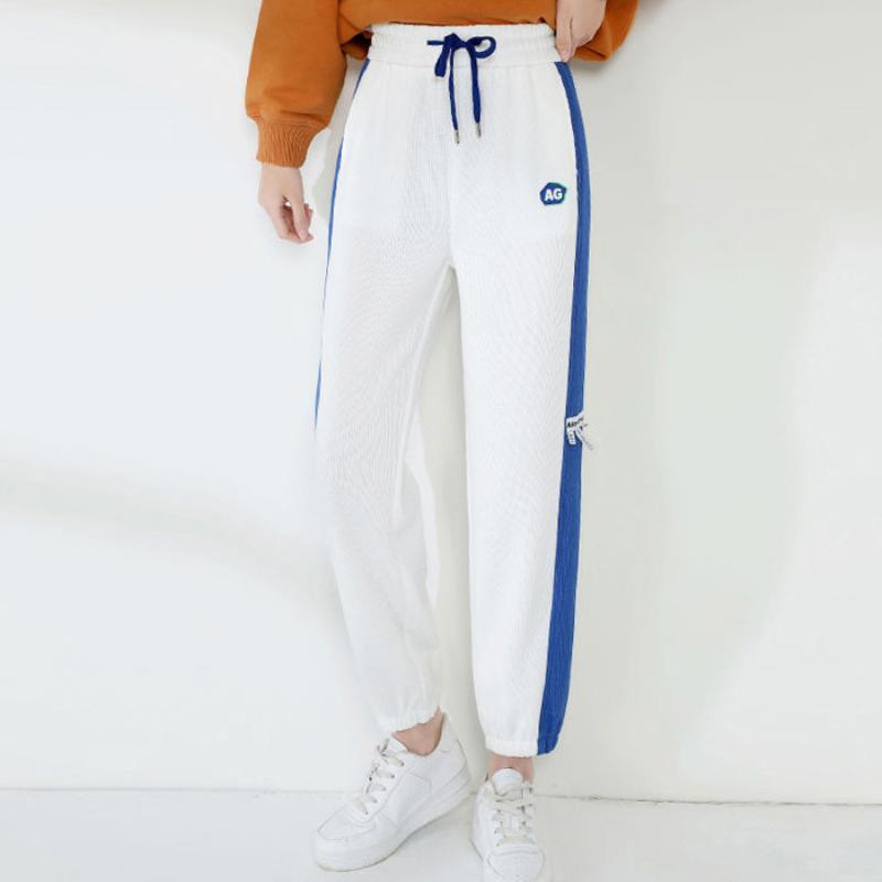 Cotton Summer Sports Trousers Women's Loose All-match Color Contrast Casual Pants Harem Pants Women's Trendy Pants