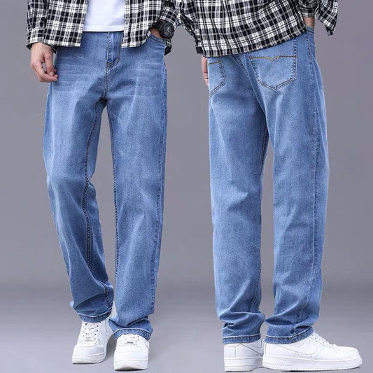 Blue Jeans Men's Summer Thin Section Straight Loose Young and Middle-aged Casual Pants