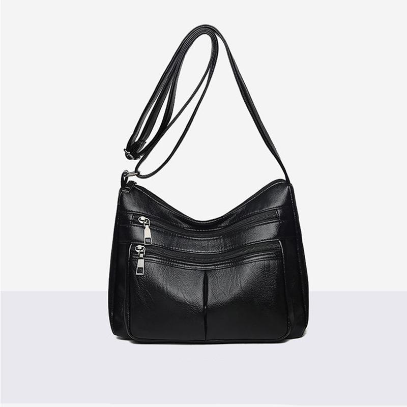 Women Multi-Layer Crossbody Bags Portable PU Leather Large Capacity Classic Soft Surface Casual