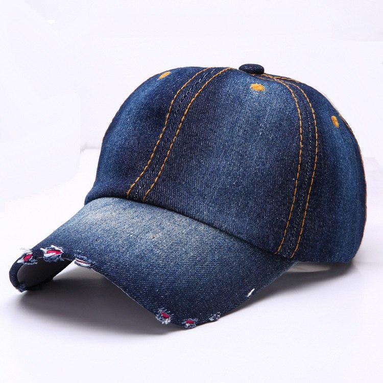 Outdoor Men and Women Blue Denim Fitted Baseball Caps Blank Washed Cotton Casual Snapback