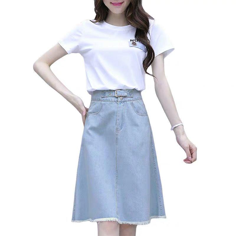Summer Women Midi Denim Skirt Fashion Casual Tassel A-line Harajuku Female Light Blue Skirt Jeans Elegant Pocket Moda Mujer