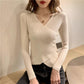 Women's Bottoming Shirt Sweater In Spring and Autumn Women's Autumn and Winter All-match Knit Sweater Long-sleeved V-neck Top