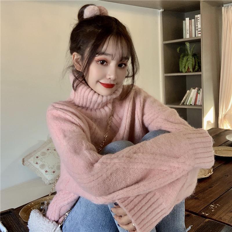 Women's Pullover Sweater Loose Bottoming Sweater Wear Outside Lazy Style All-match Knitted Top