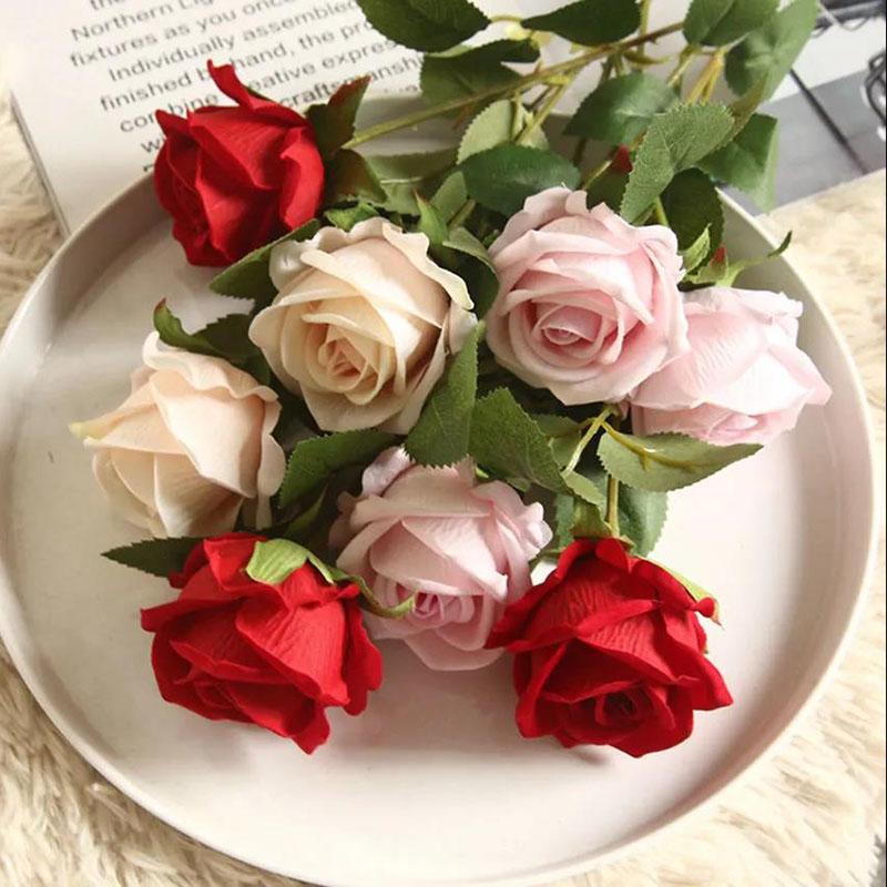 Simulation Rose Bouquet Wedding Home Living Room Floor Decoration Dried Flowers Fake Flowers Silk Flower Ornaments