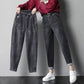 Women's Elastic Waist Harem Jeans Autumn and Winter Trousers High Waist Stretch Plus Size Loose Straight-leg Pants