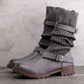 Women Sock Boots Winter Shoes Mid-calf Leather Boots Punk Goth Platform Shoes Belt Fashion Designer Boots Plus Size 35-43