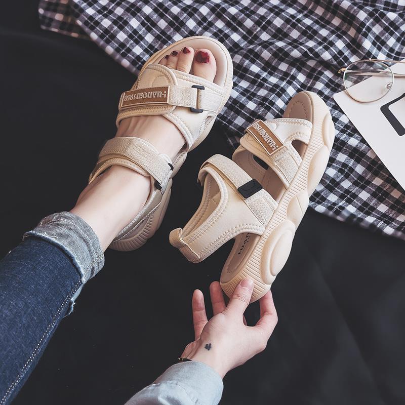 Sandals Female Fairy Wind Summer Students Korean Version of All-match Flat-soled Sneakers Bear Bottom