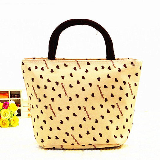 Portable Women's Bag Oxford Canvas Mommy Lunch Bag Flower Cloth Bag Hand Carry Lunch Box Bag Mother Cloth Bag Thick and Waterproof