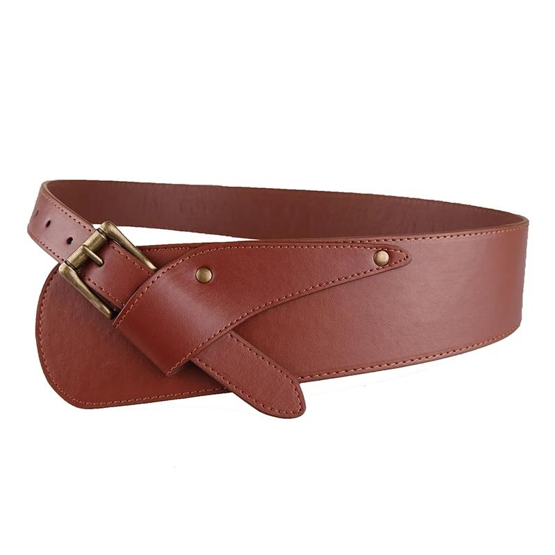 Women's Oblique Irregular Waist Sweater Skirt Wide Belt Girdle Girls Decorative Belt Black Belt