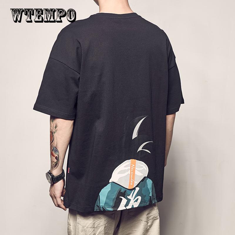 WTEMPO Tshirt Black Anime Top Clothing Pure  Soft Animal Print T-shirt White Unisex
