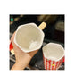 Ins Style Girl Heart Ceramic Mug with Lid Spoon Cute Straw Water Cup Coffee Cup Breakfast Milk Oatmeal Cup